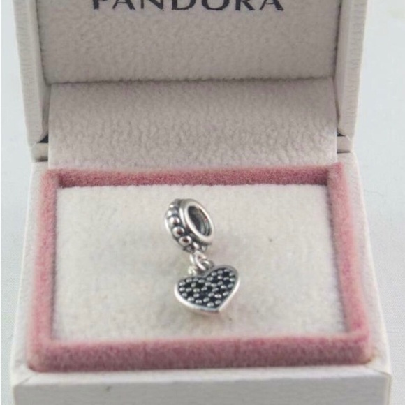 Pandora Heart Charm Black Pave Heart Charm S925 Ale #791023NCK (L12) - Picture 2 of 4